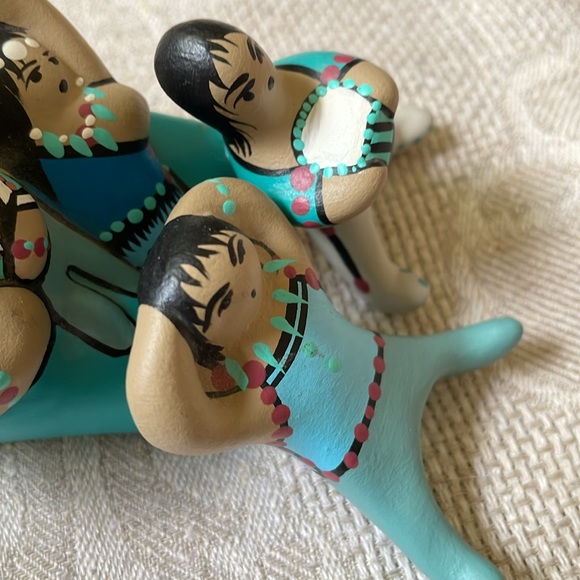 Storyteller Mother and kids 3 pc set Signed Southwest pottery hand made - Picture 8 of 11